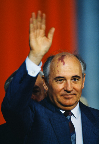 Mikhail Gorbachev on State Visit to Poland